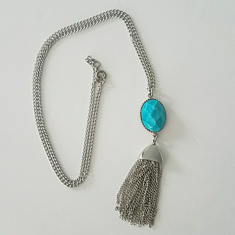 Silver Chain with Turquoise Pendant